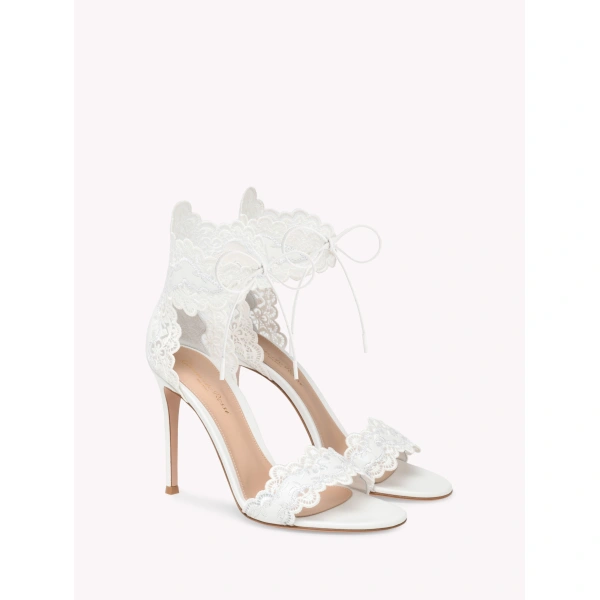 Gianvito Rossi Evie Sandals in White Nappa, view 2 | Sandals