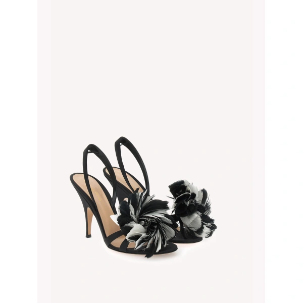 Gianvito Rossi Fenice Sandals in Black Fabric, view 2 | Sandals