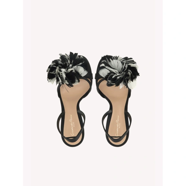 Gianvito Rossi Fenice Sandals in Black Fabric, view 3 | Sandals