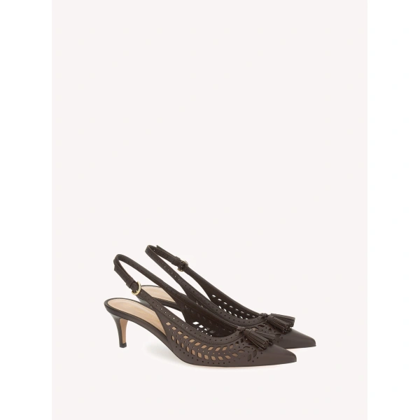 Gianvito Rossi Fes Slingbacks in Brown Leather, view 2 | Slingbacks