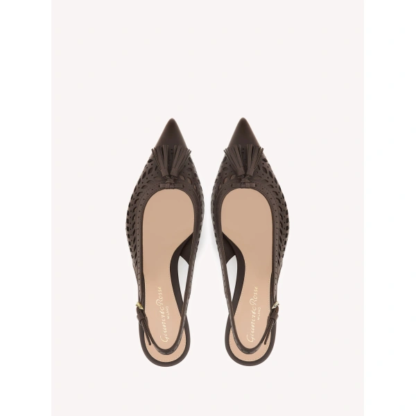 Gianvito Rossi Fes Slingbacks in Brown Leather, view 3 | Slingbacks
