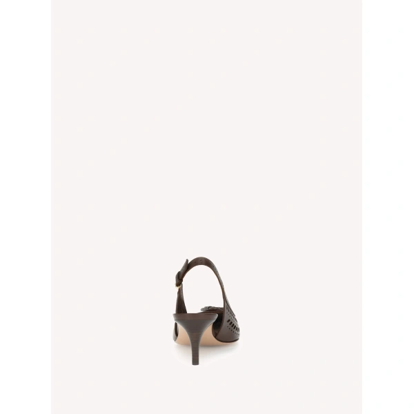 Gianvito Rossi Fes Slingbacks in Brown Leather, view 4 | Slingbacks
