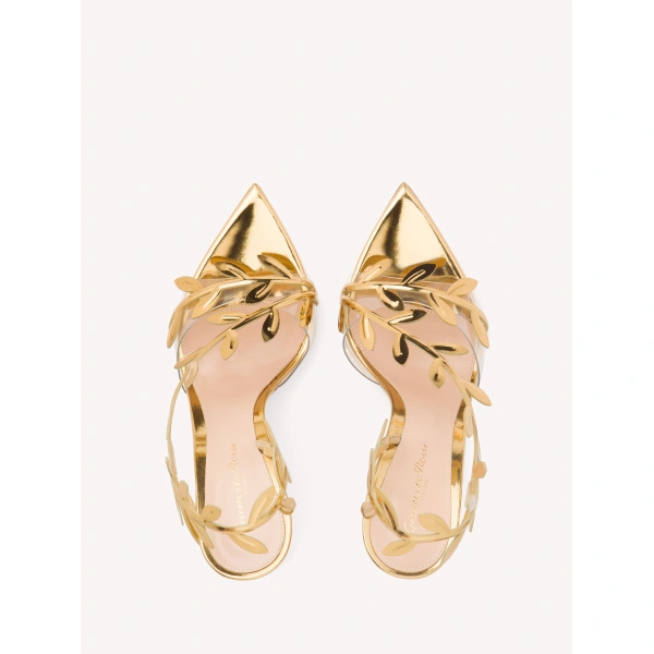 Gianvito Rossi Flavia Sandals in Gold Leather, view 3 | Sandals
