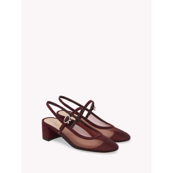 Gianvito Rossi Francoise Slingbacks in Red Fabric, view 2 | Slingbacks