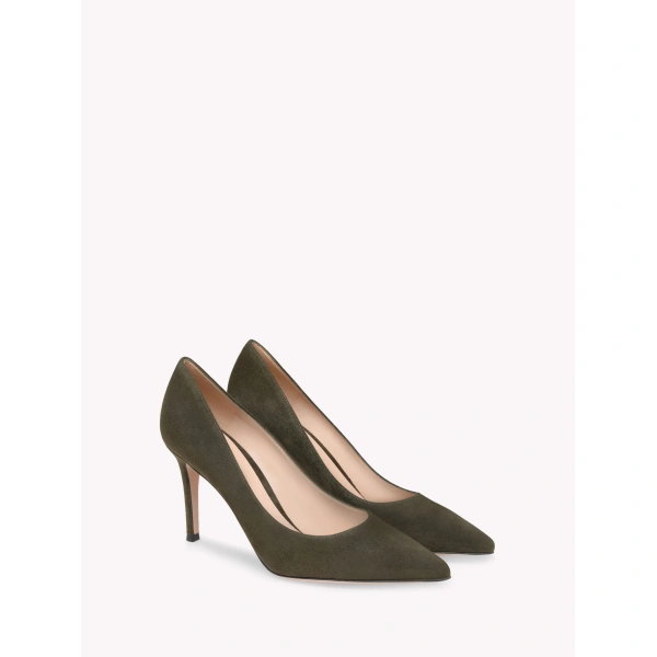 Gianvito Rossi Gianvito 85 Pumps in Dark Olive Suede, view 2 | Pumps