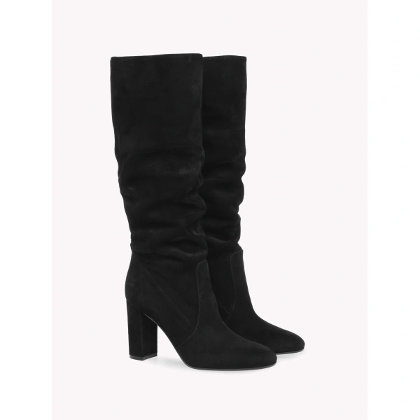 Gianvito Rossi Glen Knee-High Boots in Black Suede, view 2 | Knee-High Boots