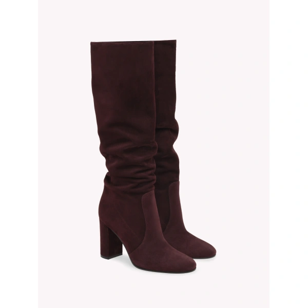 Gianvito Rossi Glen Knee-High Boots in Burgundy Suede, view 2 | Knee-High Boots