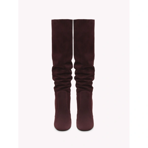 Gianvito Rossi Glen Knee-High Boots in Burgundy Suede, view 3 | Knee-High Boots