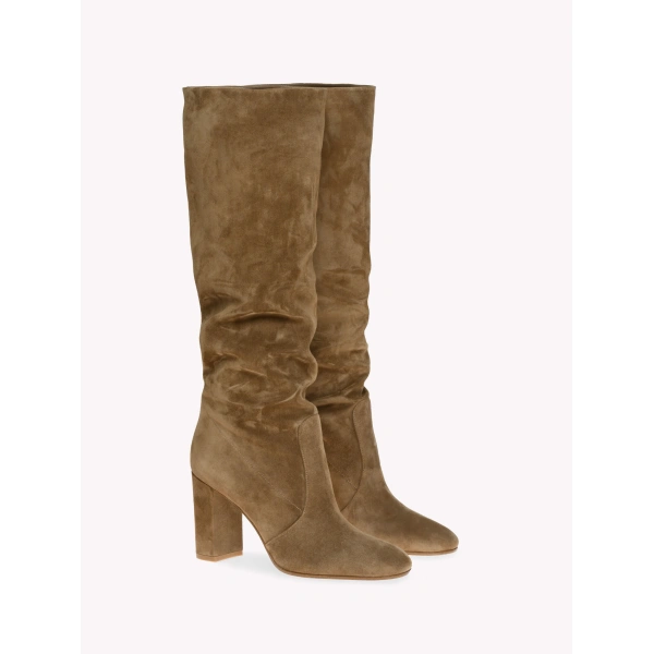 Gianvito Rossi Glen Knee-High Boots in Camel Suede, view 2 | Knee-High Boots