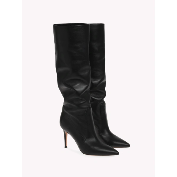 Gianvito Rossi Hansen Knee-High Boots in Black Leather, view 2 | Knee-High Boots