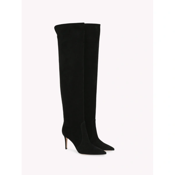 Gianvito Rossi Hansen Over-the-Knee Boots in Black Suede, view 2 | Boots