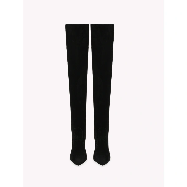 Gianvito Rossi Hansen Over-the-Knee Boots in Black Suede, view 3 | Boots