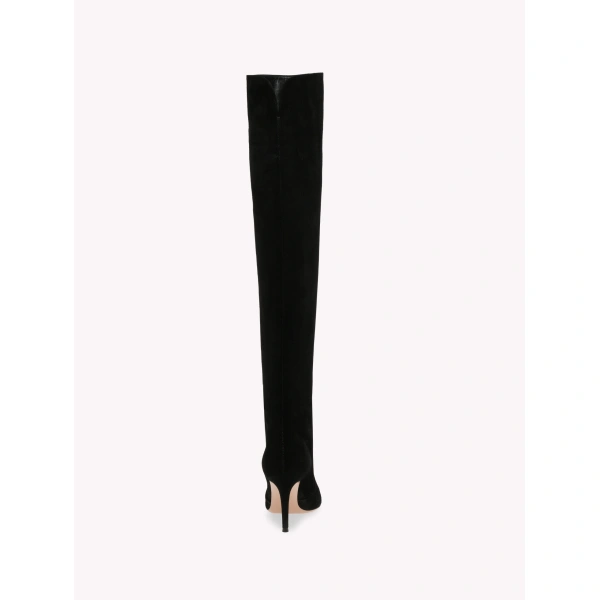 Gianvito Rossi Hansen Over-the-Knee Boots in Black Suede, view 4 | Boots