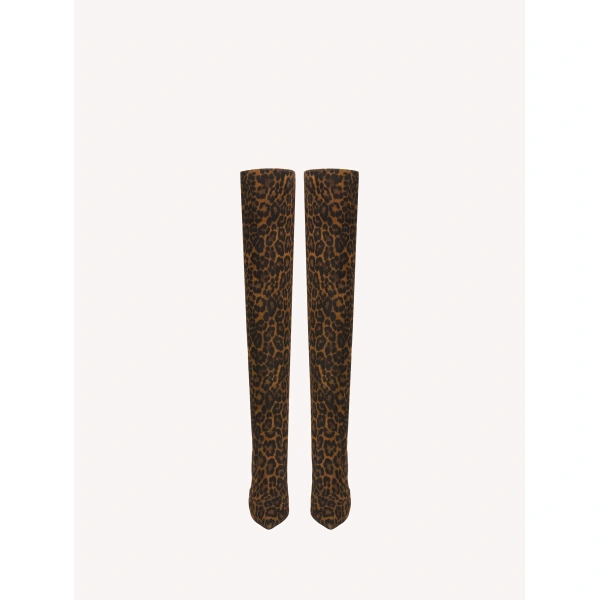 Gianvito Rossi Hansen Over-the-Knee Boots in Leopard Print Suede, view 3 | Boots