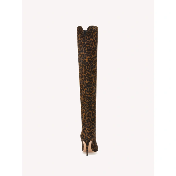 Gianvito Rossi Hansen Over-the-Knee Boots in Leopard Print Suede, view 4 | Boots
