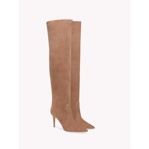 Gianvito Rossi Hansen Over-the-Knee Boots in Praline Suede, view 2 | Boots