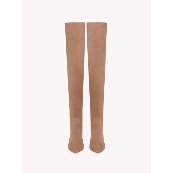 Gianvito Rossi Hansen Over-the-Knee Boots in Praline Suede, view 3 | Boots