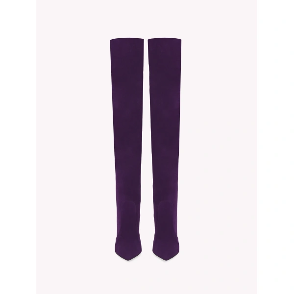 Gianvito Rossi Hansen Over-the-Knee Boots in Purple Suede, view 3 | Boots