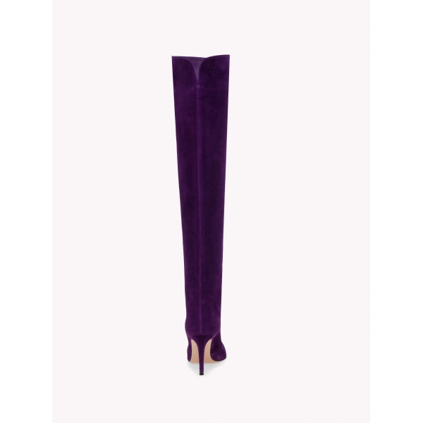 Gianvito Rossi Hansen Over-the-Knee Boots in Purple Suede, view 4 | Boots