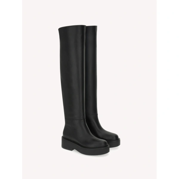 Gianvito Rossi Hiro Over-the-Knee Boots in Black Leather, view 2 | Boots