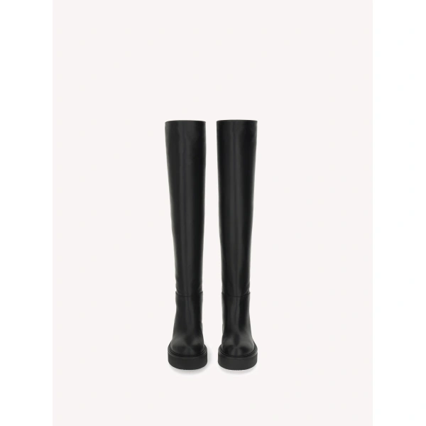 Gianvito Rossi Hiro Over-the-Knee Boots in Black Leather, view 3 | Boots
