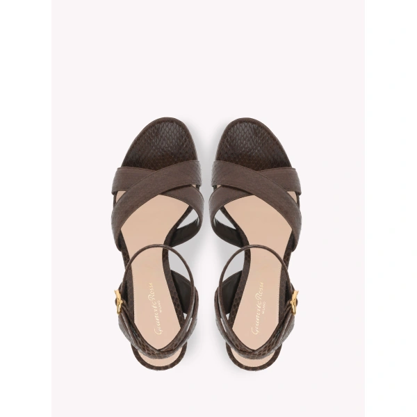 Gianvito Rossi Ines Platform Sandals in Mocha Python, view 3 | Sandals