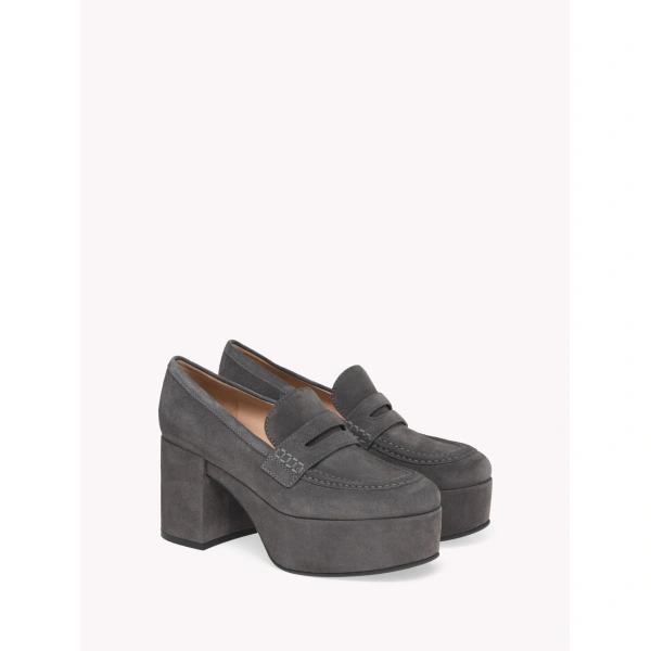 Gianvito Rossi Jenna Platform Pumps in Grey Suede, view 2 | Platform Heels