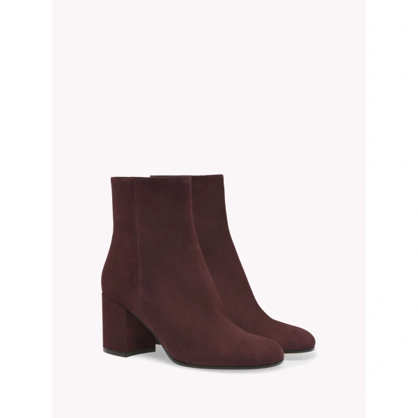 Gianvito Rossi Joelle Ankle Boots in Burgundy Suede, view 2 | Ankle Boots