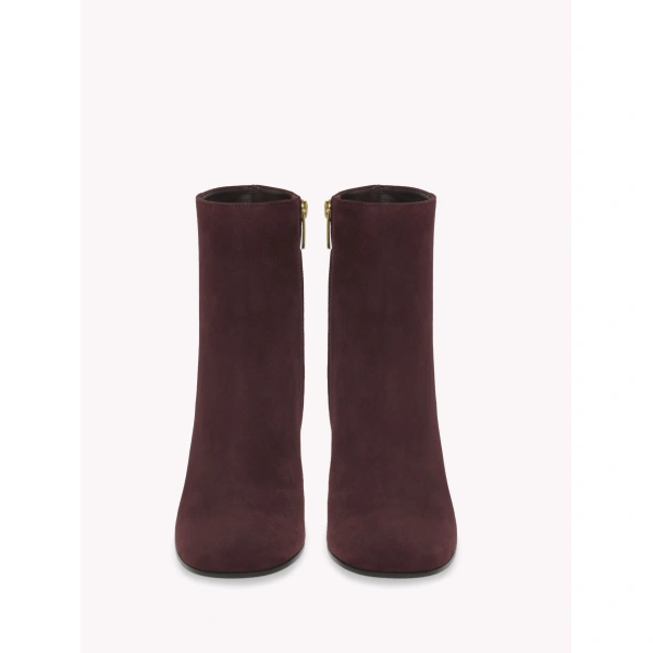 Gianvito Rossi Joelle Ankle Boots in Burgundy Suede, view 3 | Ankle Boots