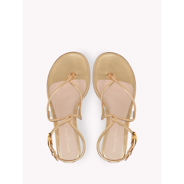 Gianvito Rossi Jungle Mamba Flat Sandals in Gold Nappa, view 3 | Sandals