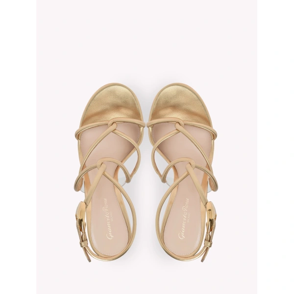 Gianvito Rossi Jungle Mamba Sandals in Gold Nappa, view 3 | Sandals