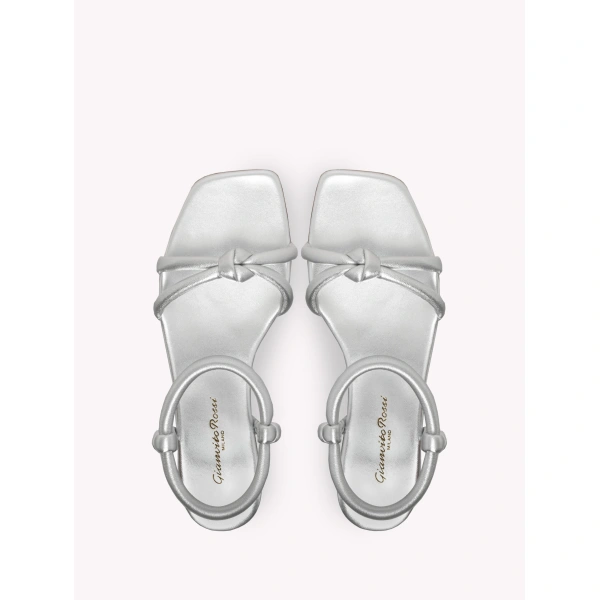 Gianvito Rossi Juno 05 Flat Sandals in Silver Nappa, view 3 | Sandals