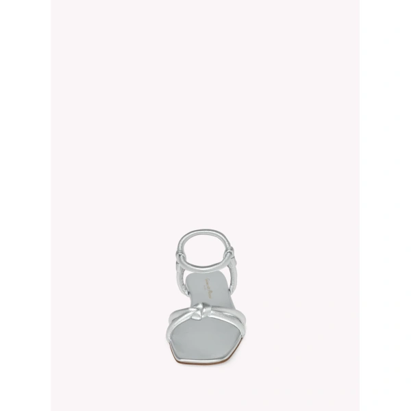 Gianvito Rossi Juno 05 Flat Sandals in Silver Nappa, view 4 | Sandals