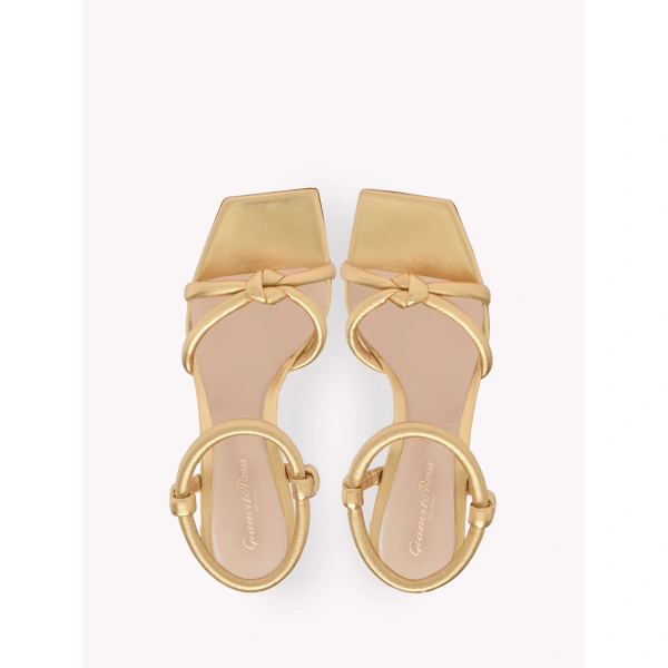Gianvito Rossi Juno 55 Sandals in Gold Nappa, view 3 | Sandals