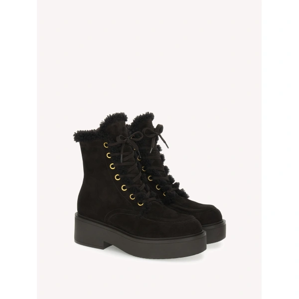 Gianvito Rossi Kiso Fur Ankle Boots in Brown Suede, view 2 | Ankle Boots