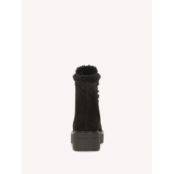 Gianvito Rossi Kiso Fur Ankle Boots in Brown Suede, view 4 | Ankle Boots