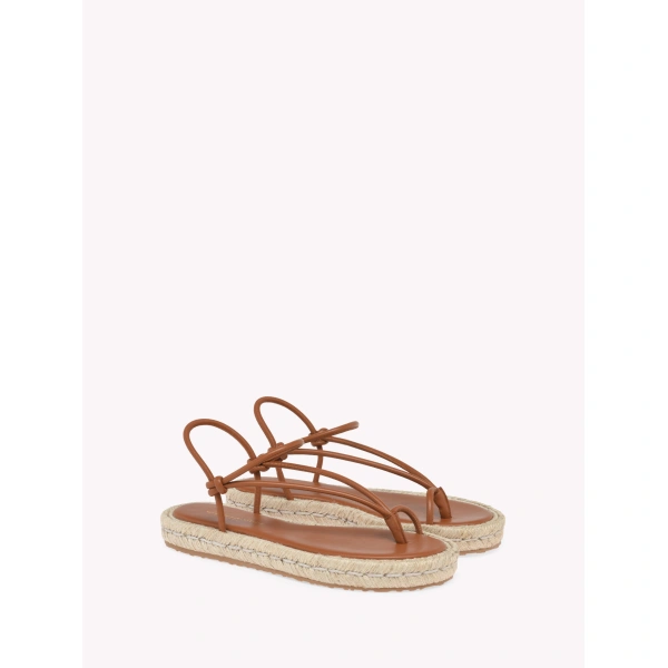 Gianvito Rossi Kora Thong Sandals in Brown Leather, view 2 | Sandals