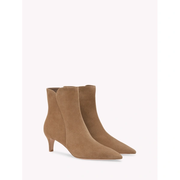 Gianvito Rossi Levy 55 Ankle Boots in Camel Suede, view 2 | Ankle Boots