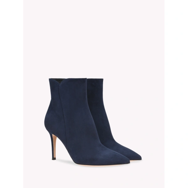Gianvito Rossi Levy 85 Ankle Boots in Denim Suede, view 2 | Ankle Boots
