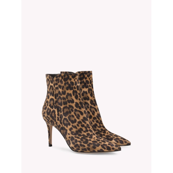 Gianvito Rossi Levy 85 Ankle Boots in Leopard Print Suede, view 2 | Ankle Boots