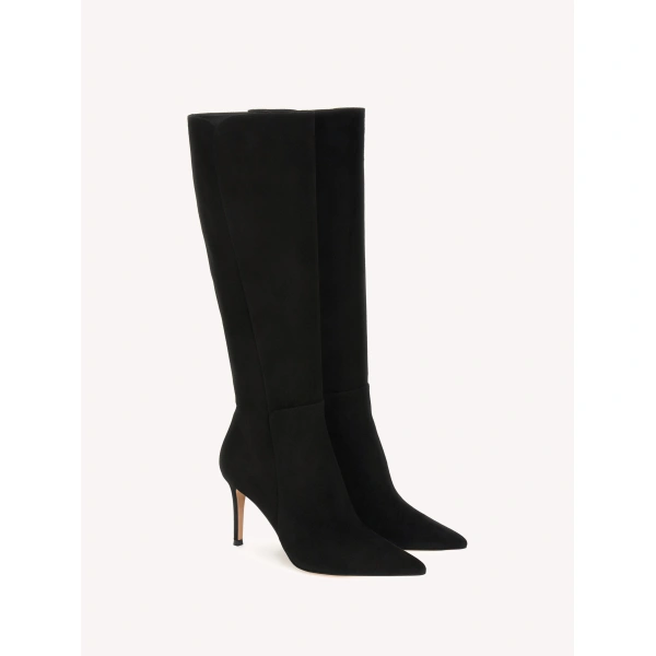 Gianvito Rossi Levy Knee-High Boots in Black Suede, view 2 | Knee-High Boots