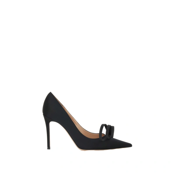 Gianvito Rossi Loop Pumps in Black Fabric | Pumps
