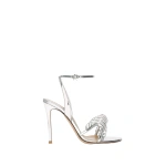 Gianvito Rossi Loop Sandals in Silver Leather | Sandals