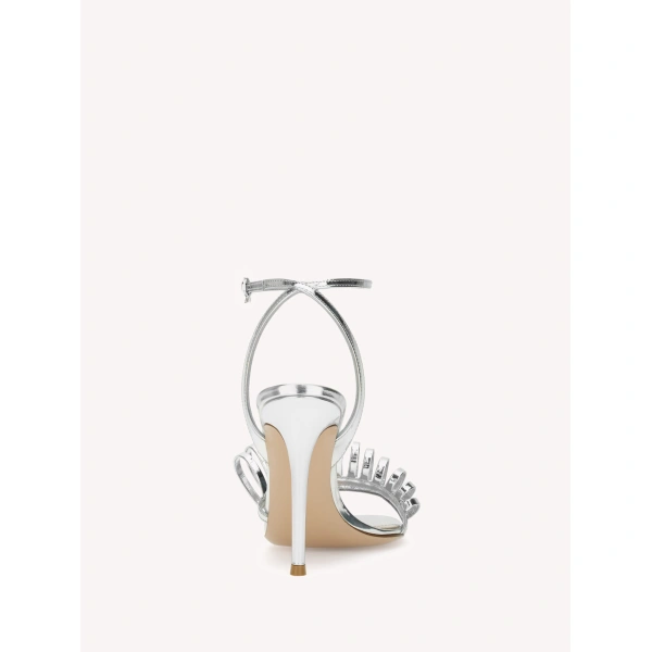 Gianvito Rossi Loop Sandals in Silver Leather, view 4 | Sandals
