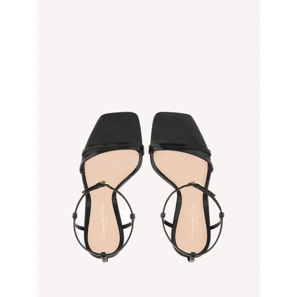 Gianvito Rossi Lumière Sandals in Black Glossy Nappa, view 3 | Sandals
