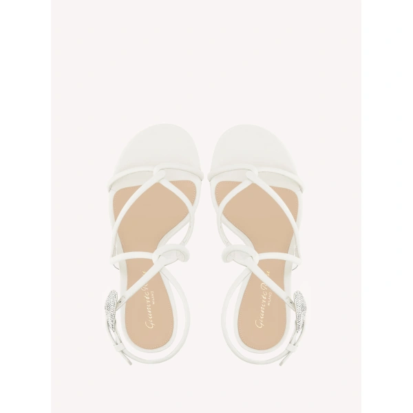 Gianvito Rossi Mamba Crystal 85 Sandals in Off White Leather, view 3 | Sandals