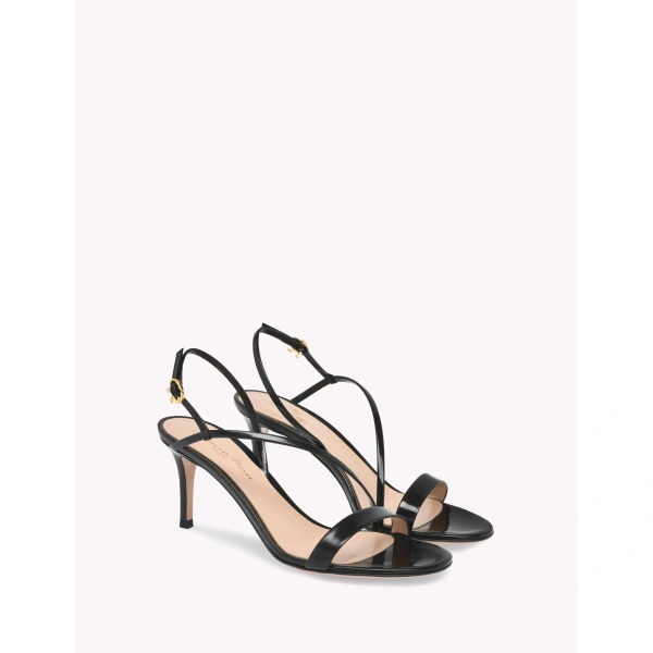 Gianvito Rossi Manhattan 70 Sandals in Black Glossy Nappa, view 2 | Sandals