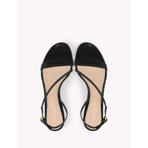 Gianvito Rossi Manhattan 70 Sandals in Black Glossy Nappa, view 3 | Sandals