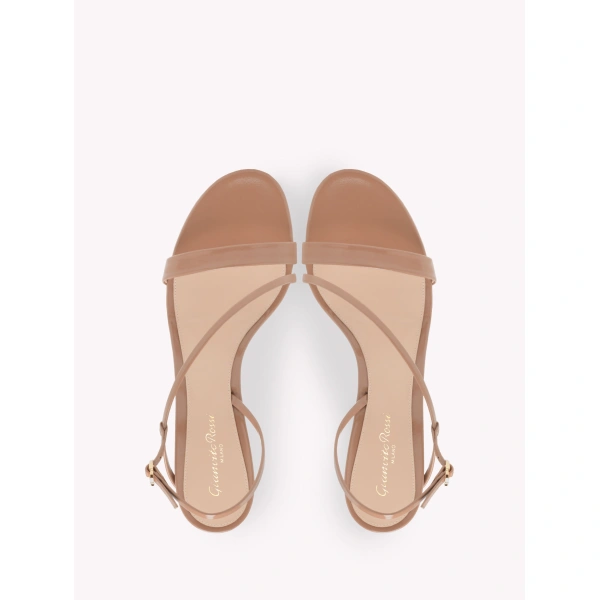 Gianvito Rossi Manhattan 70 Sandals in Praline Glossy Nappa, view 3 | Sandals