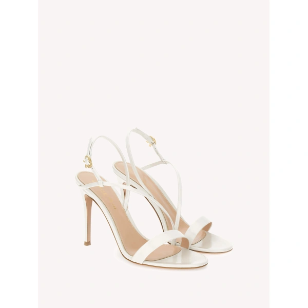 Gianvito Rossi Manhattan 95 Sandals in Off White Glossy Nappa, view 2 | Sandals